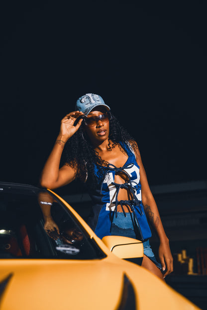 ONE OFF Blue Flame Grid Vest