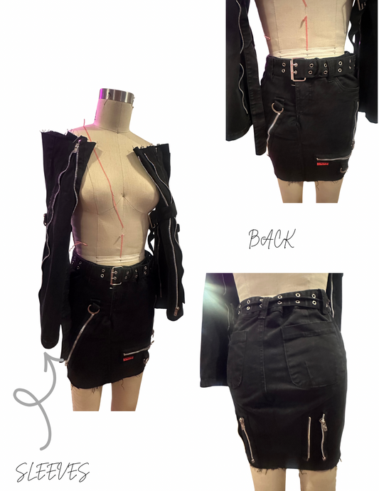 One off reworkedBlackout Utility Zip Skirt