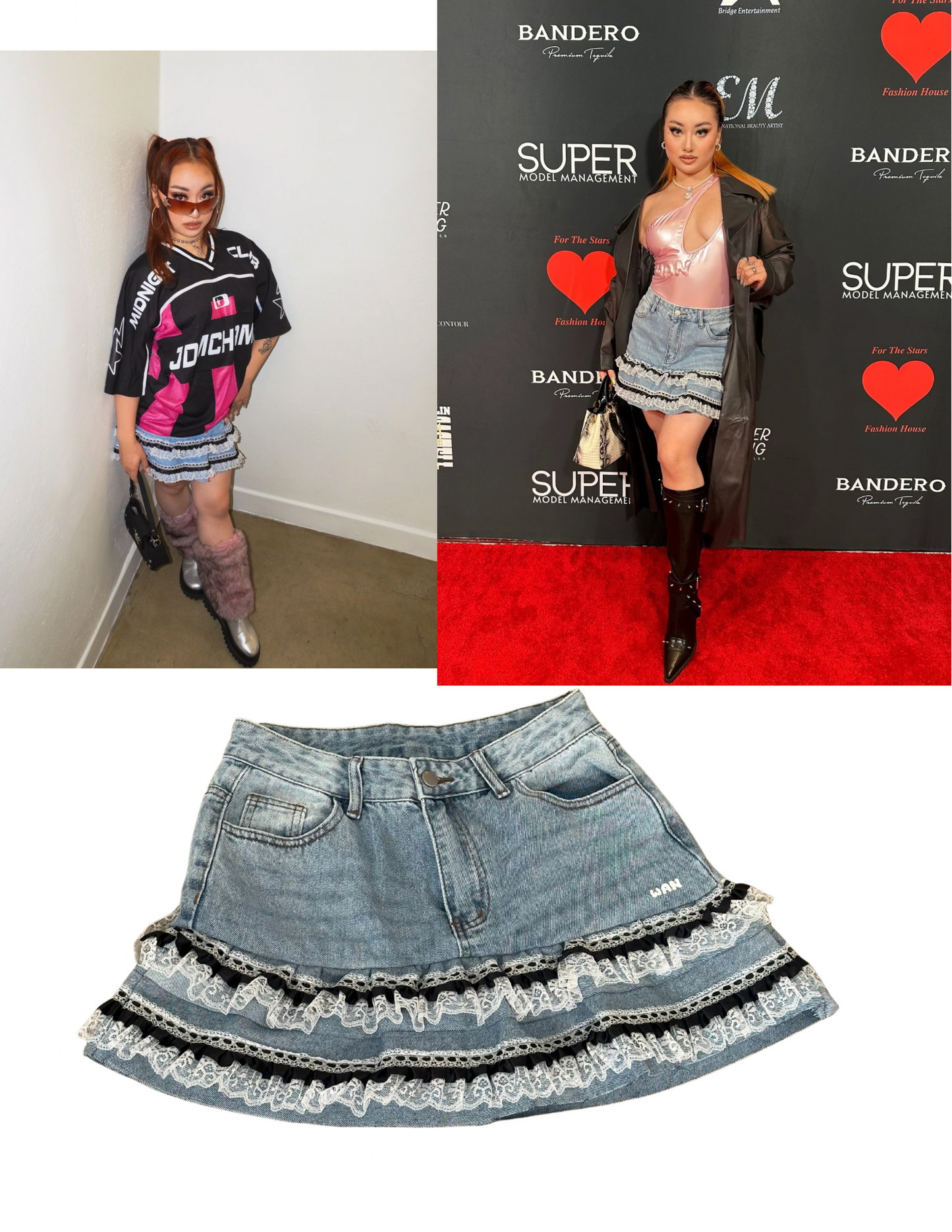 Lace Legacy Denim Mini Skirt