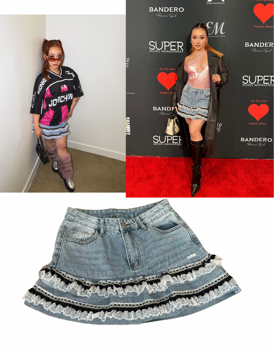 Lace Legacy Denim Mini Skirt