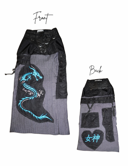 ONE OFF REWORKED Azure Dragon Cargo Skirt