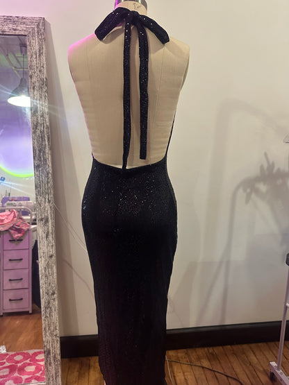 Midnight Muse Halter Dress