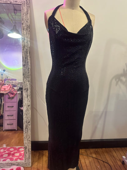Midnight Muse Halter Dress