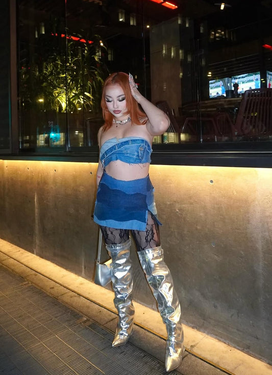 DENIM RIFT MINI SKIRT