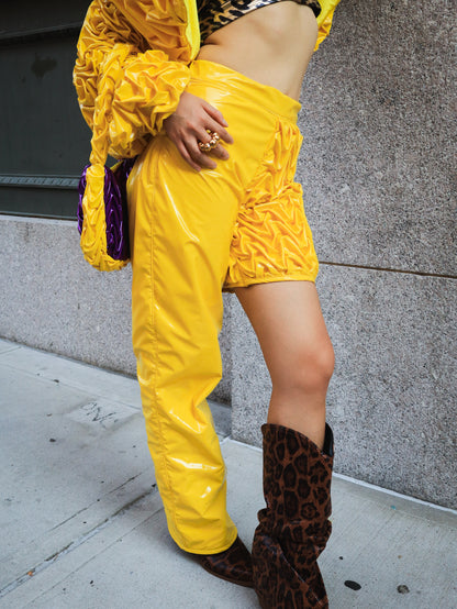 “Golden Voltage” Asymmetrical Smocking Pants